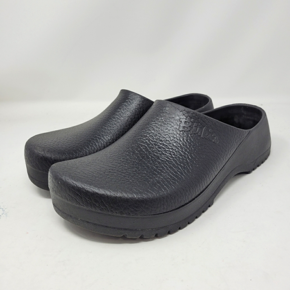 Mens Birkenstock Super Birki Slip Resistant Black Polyurethane Clogs 10 NO INSOL